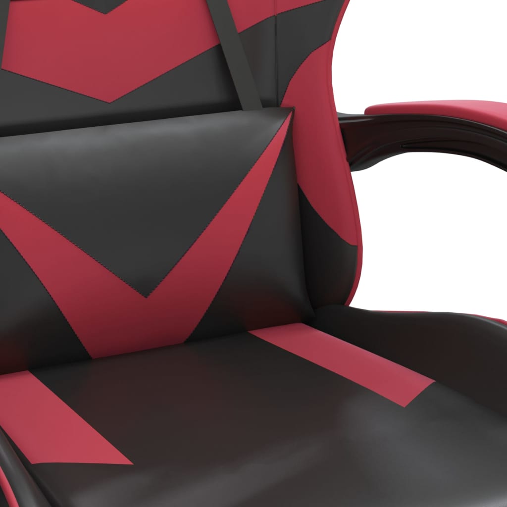 Gaming-Stuhl mit Fußstütze Drehbar Schwarz & Weinrot Kunstleder