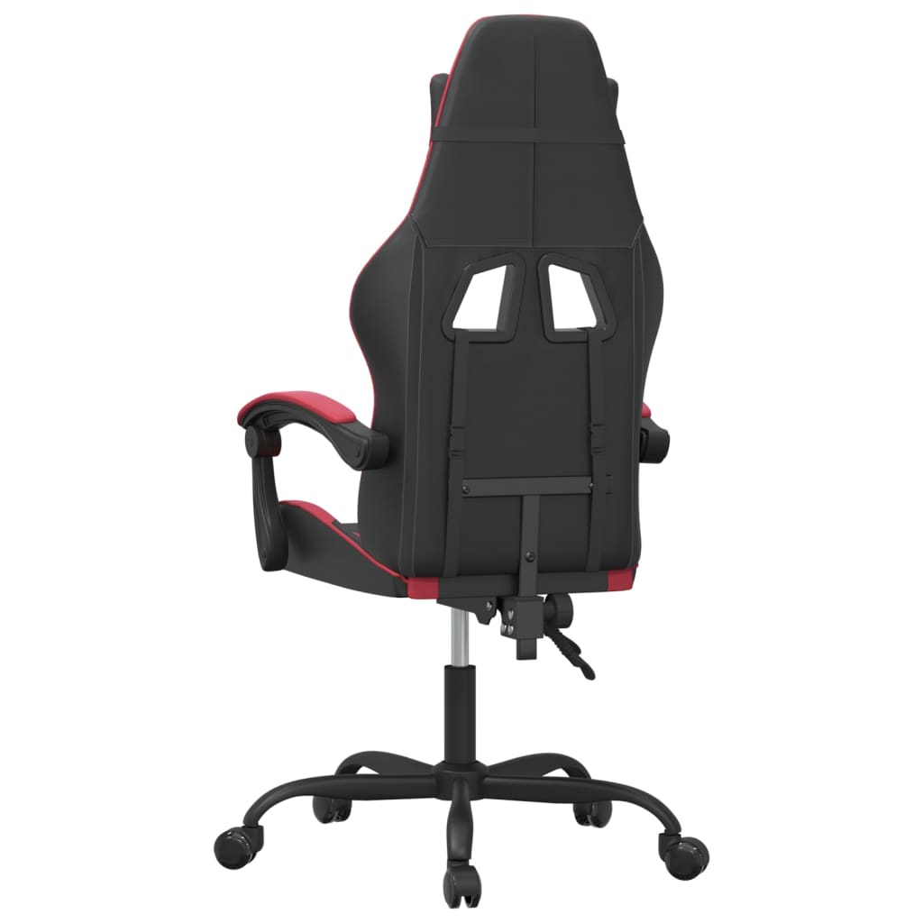 Gaming-Stuhl Drehbar Schwarz und Weinrot Kunstleder