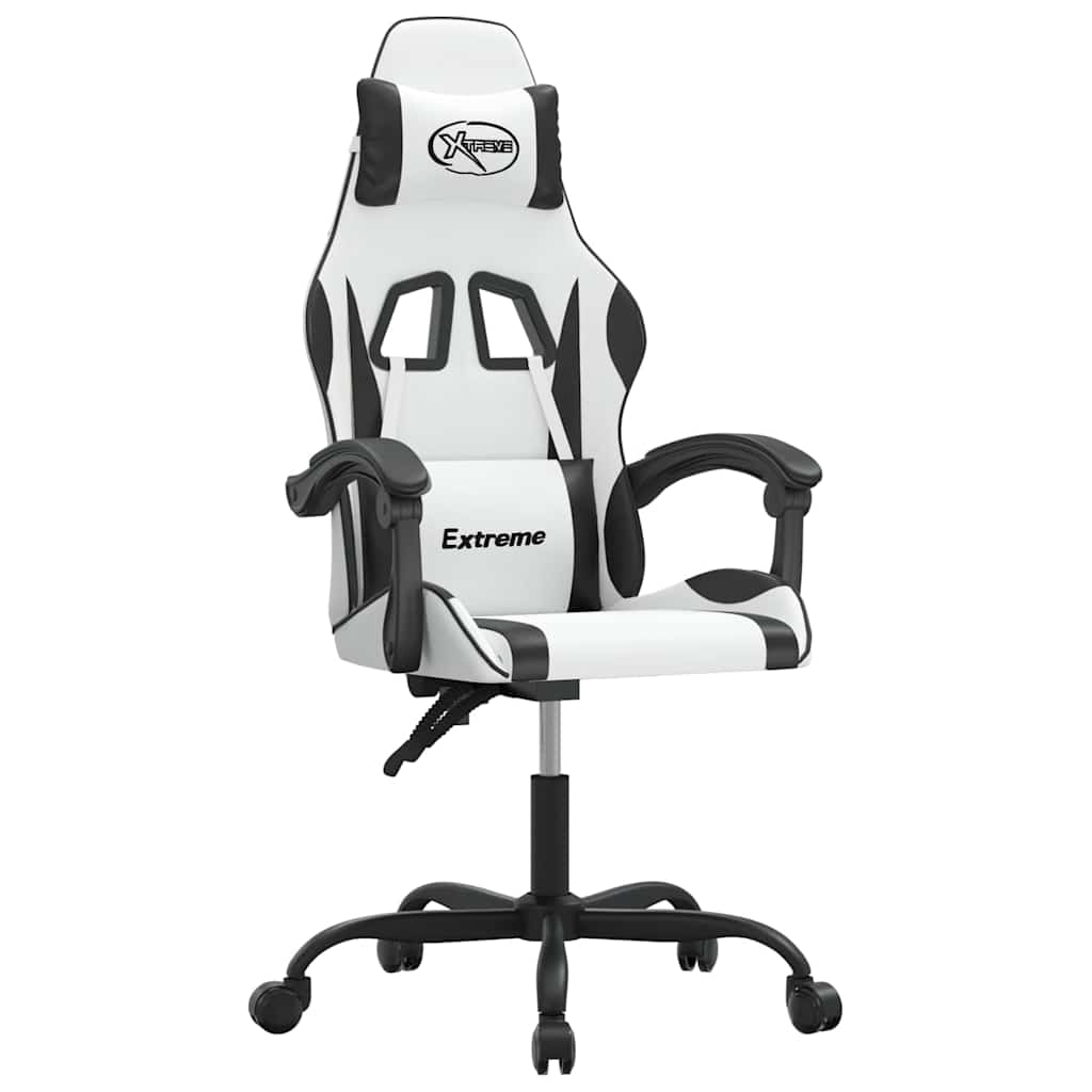 Gaming-Stuhl Drehbar Weiß und Schwarz Kunstleder