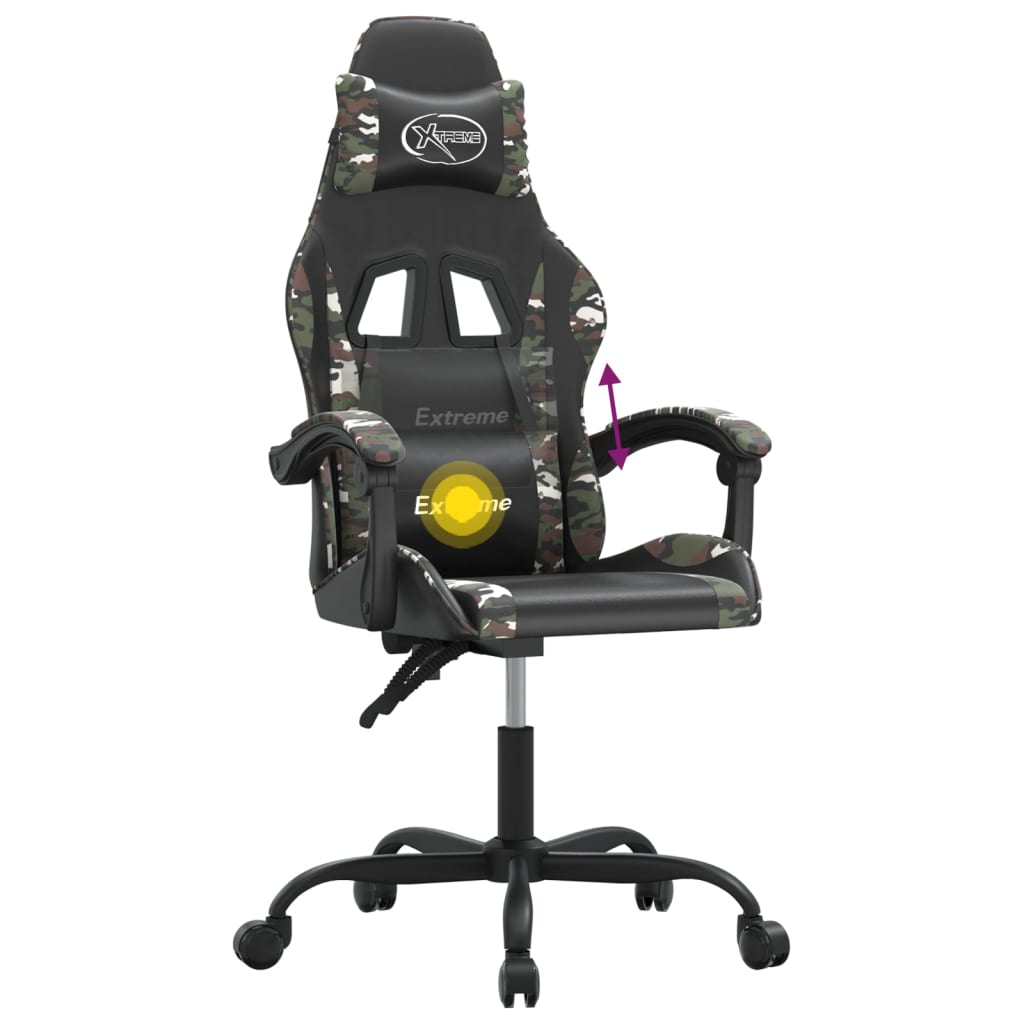 Gaming-Stuhl Drehbar Schwarz und Tarnfarben Kunstleder