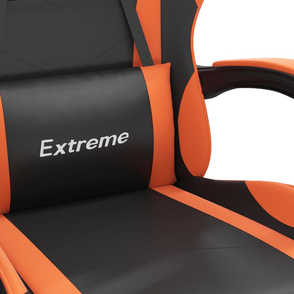 Gaming-Stuhl mit Fußstütze Drehbar Schwarz & Orange Kunstleder