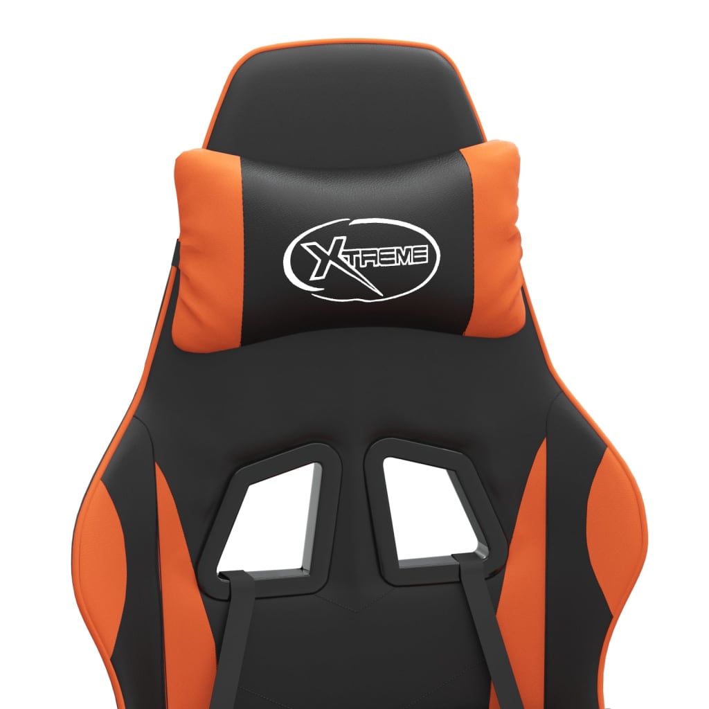 Gaming-Stuhl mit Fußstütze Drehbar Schwarz & Orange Kunstleder