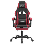Gaming-Stuhl mit Fußstütze Drehbar Schwarz & Weinrot Kunstleder