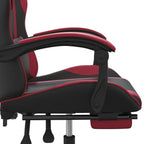 Gaming-Stuhl mit Fußstütze Drehbar Schwarz & Weinrot Kunstleder