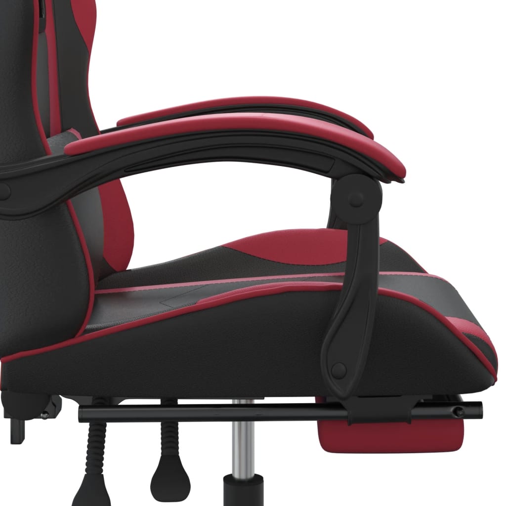 Gaming-Stuhl mit Fußstütze Drehbar Schwarz & Weinrot Kunstleder