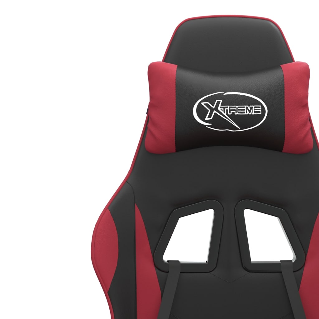 Gaming-Stuhl mit Fußstütze Drehbar Schwarz & Weinrot Kunstleder