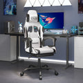 Gaming-Stuhl mit Fußstütze Drehbar Weiß & Schwarz Kunstleder
