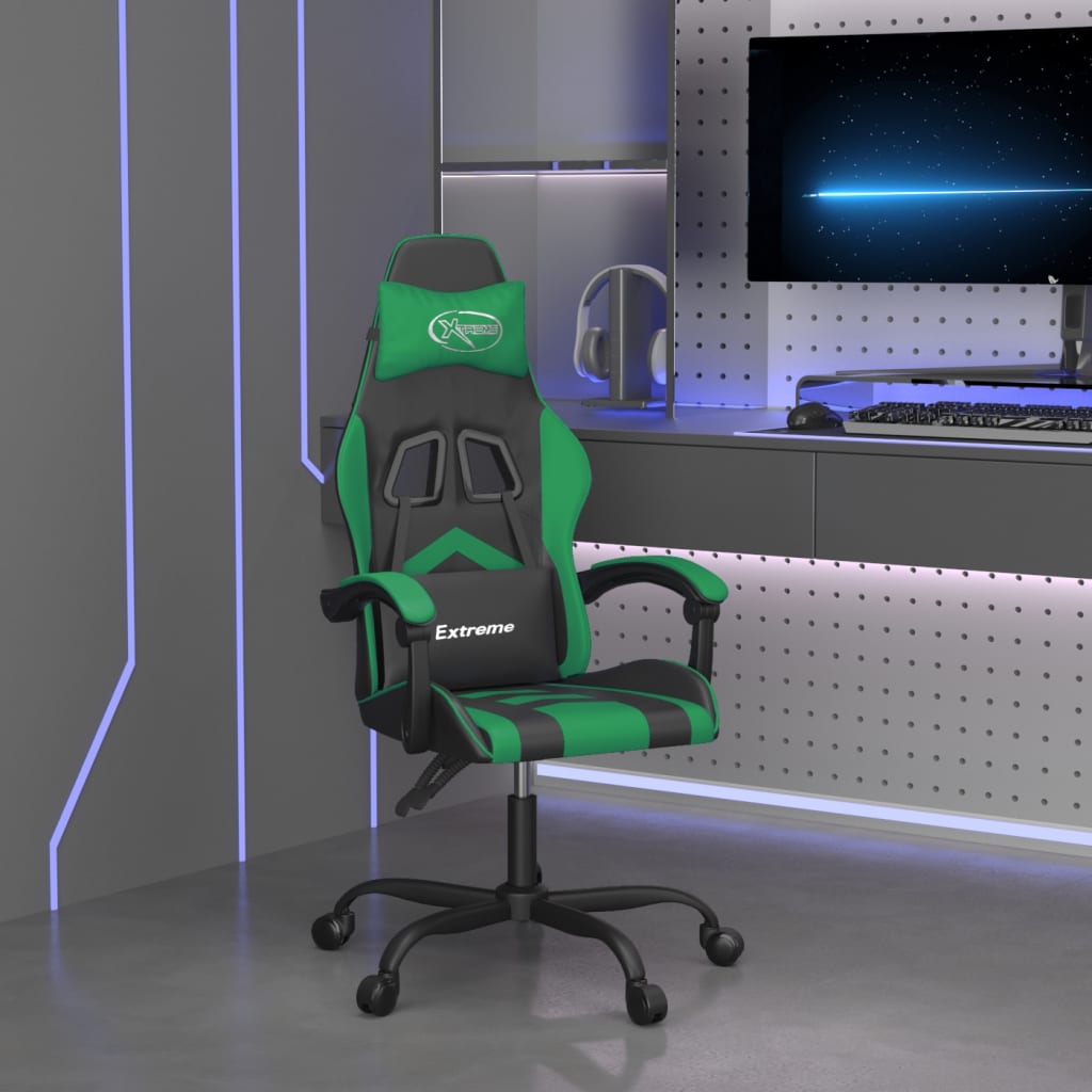 Gaming-Stuhl Drehbar Schwarz und Grün Kunstleder