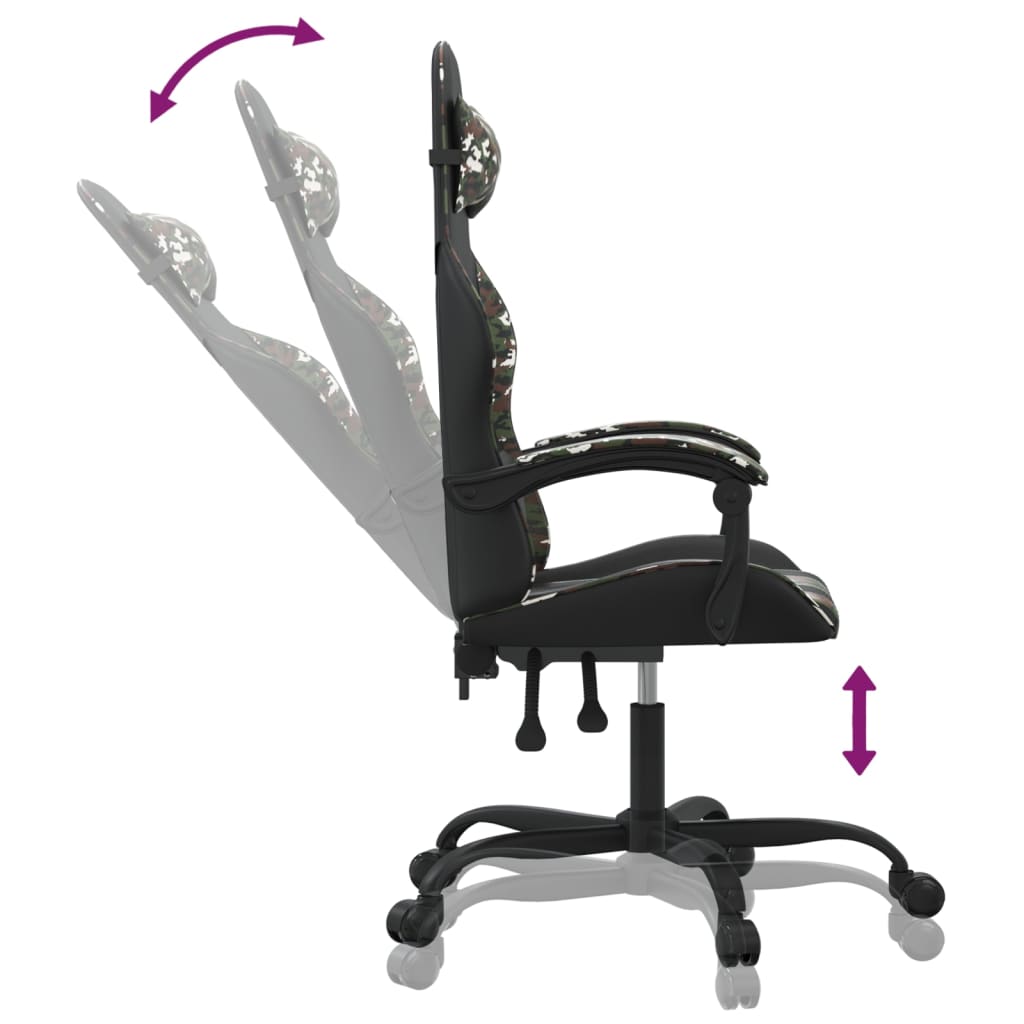 Gaming-Stuhl Drehbar Schwarz und Tarnfarben Kunstleder