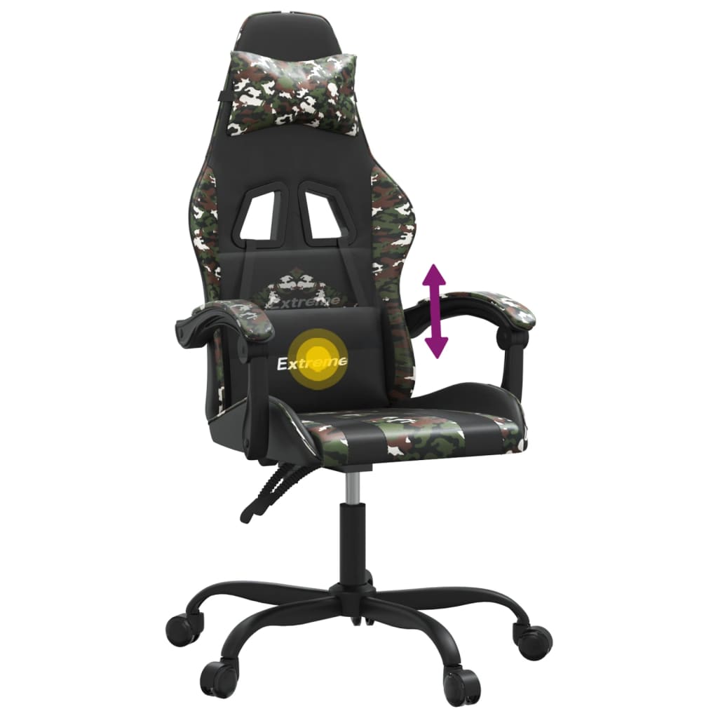 Gaming-Stuhl Drehbar Schwarz und Tarnfarben Kunstleder