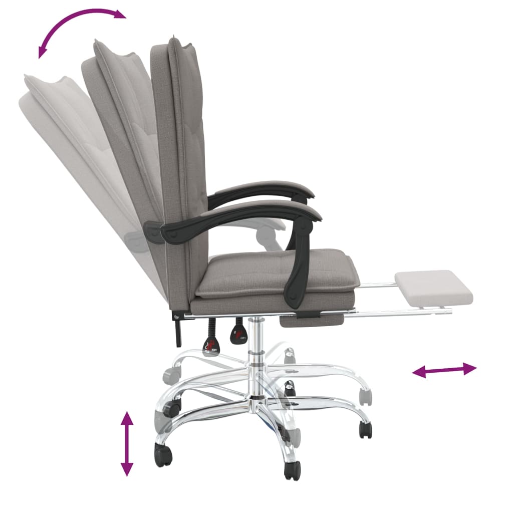 Bürostuhl mit Liegefunktion Taupe Stoff