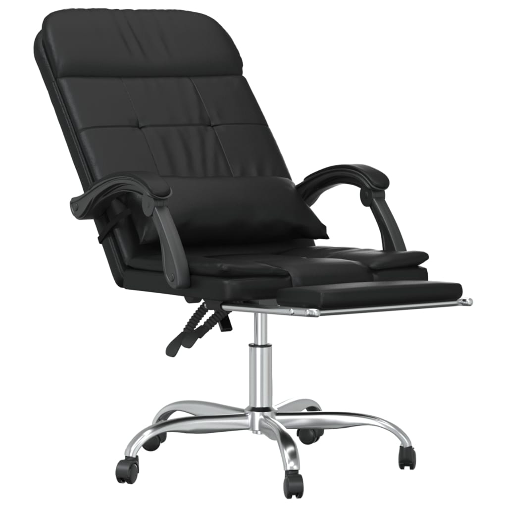 Massage-Bürostuhl mit Liegefunktion Schwarz Kunstleder