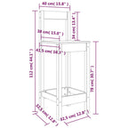 Barstühle 2 Stk. 40x41,5x112 cm Massivholz Kiefer