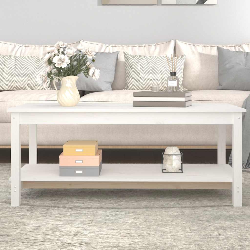 Couchtisch Weiß 110x55x45 cm Massivholz Kiefer