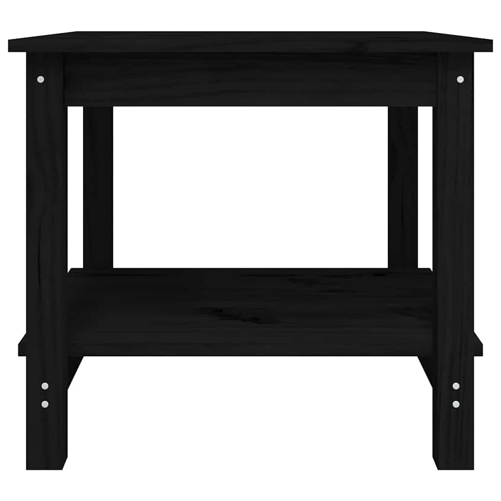 Couchtisch Schwarz 50x50x45 cm Massivholz Kiefer