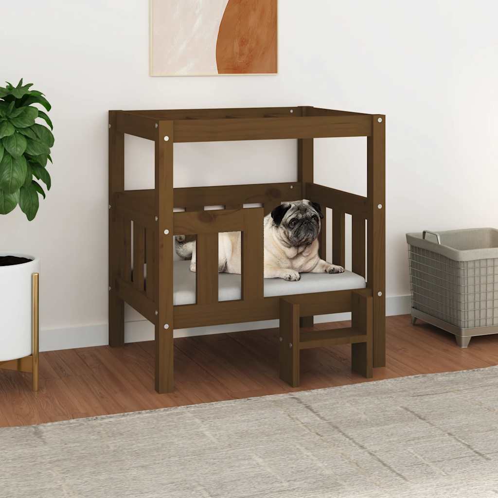 Hundebett Honigbraun 65,5x50,5x70 cm Massivholz Kiefer