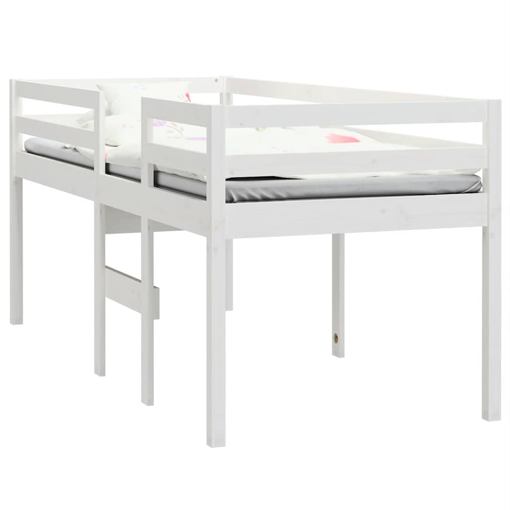 Hochbett Weiß 75x190 cm Massivholz Kiefer