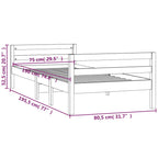 Massivholzbett ohne Matratze Weiß 75x190 cm Kiefernholz