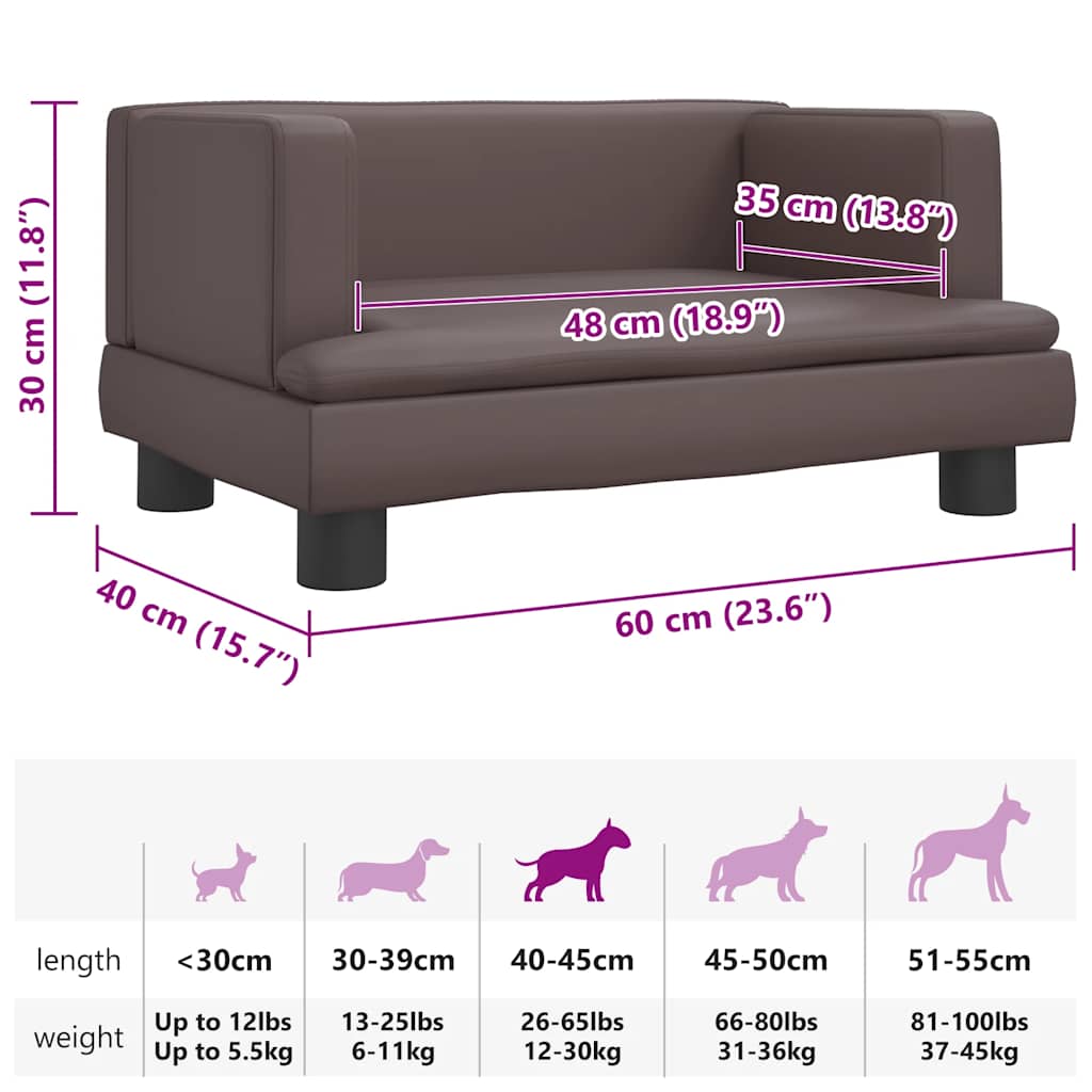 Hundebett Braun 60x40x30 cm Kunstleder