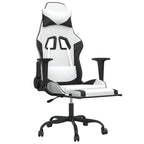 Gaming-Stuhl mit Fußstütze Weiß und Schwarz Kunstleder