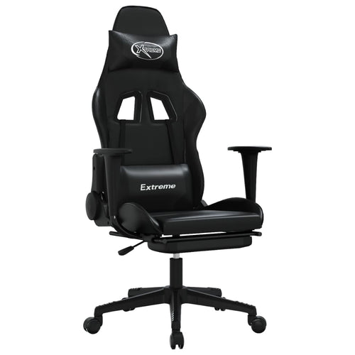 Gaming-Stuhl mit Fußstütze Schwarz Kunstleder