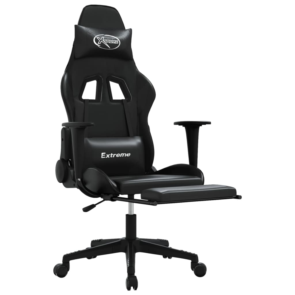 Gaming-Stuhl mit Fußstütze Schwarz Kunstleder