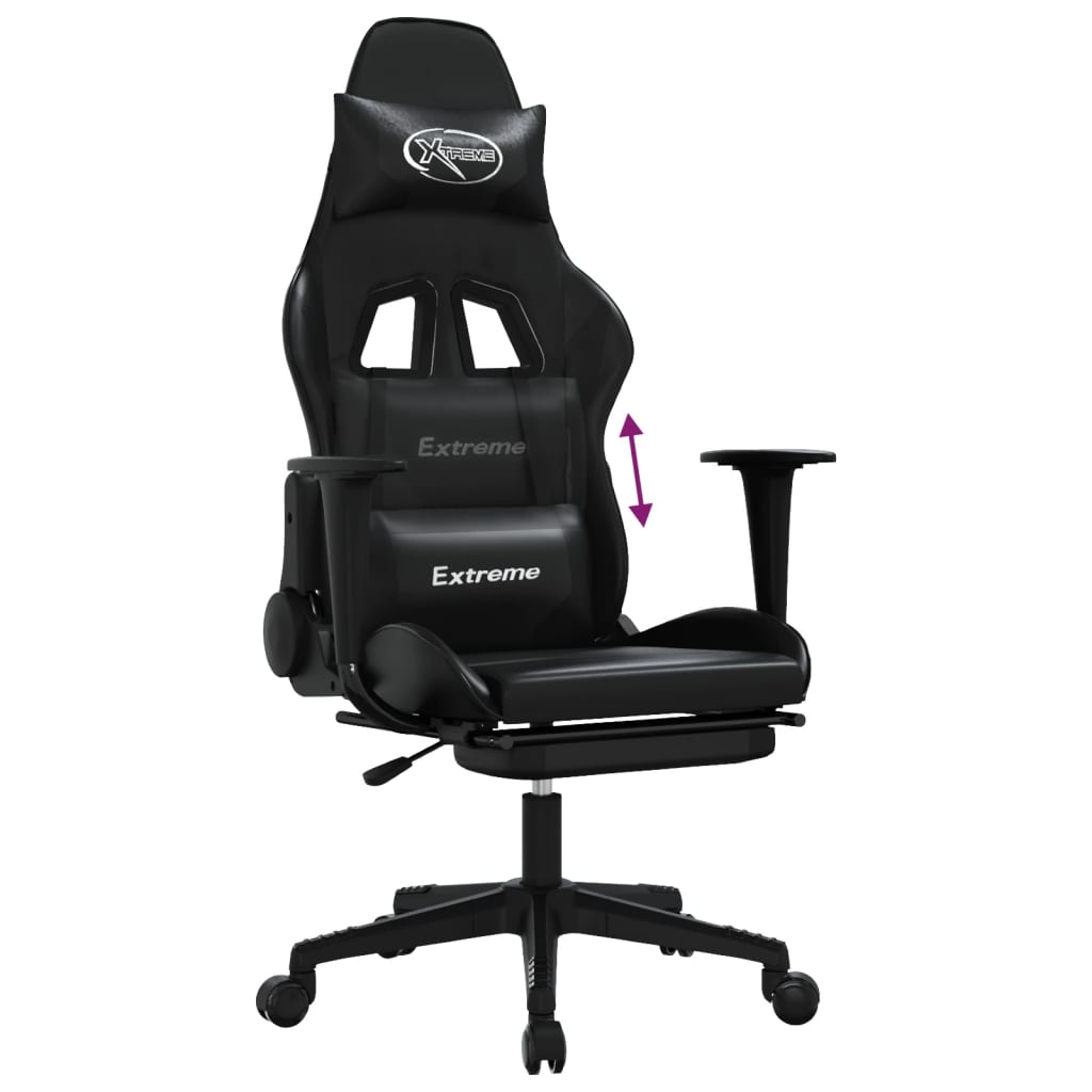 Gaming-Stuhl mit Fußstütze Schwarz Kunstleder