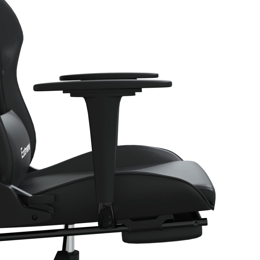 Gaming-Stuhl mit Fußstütze Schwarz Kunstleder