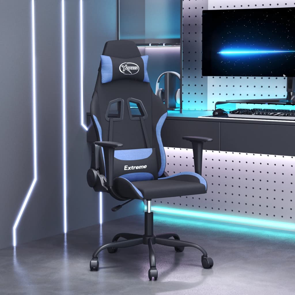 Gaming-Stuhl Schwarz und Blau Stoff