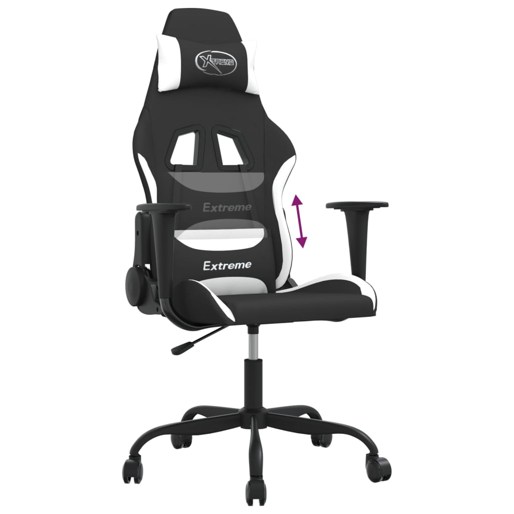 Gaming-Stuhl Schwarz und Weiß Stoff