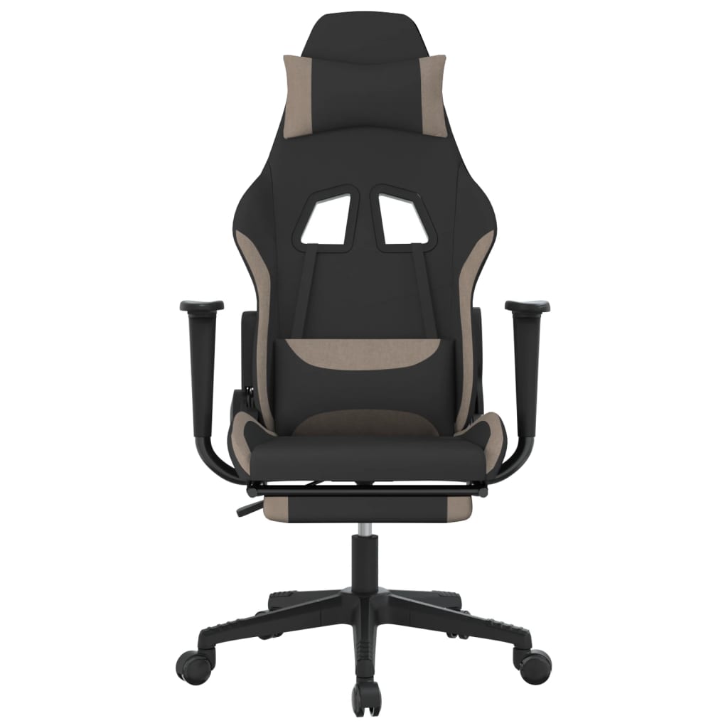 Gaming-Stuhl mit Fußstütze Schwarz und Taupe Stoff