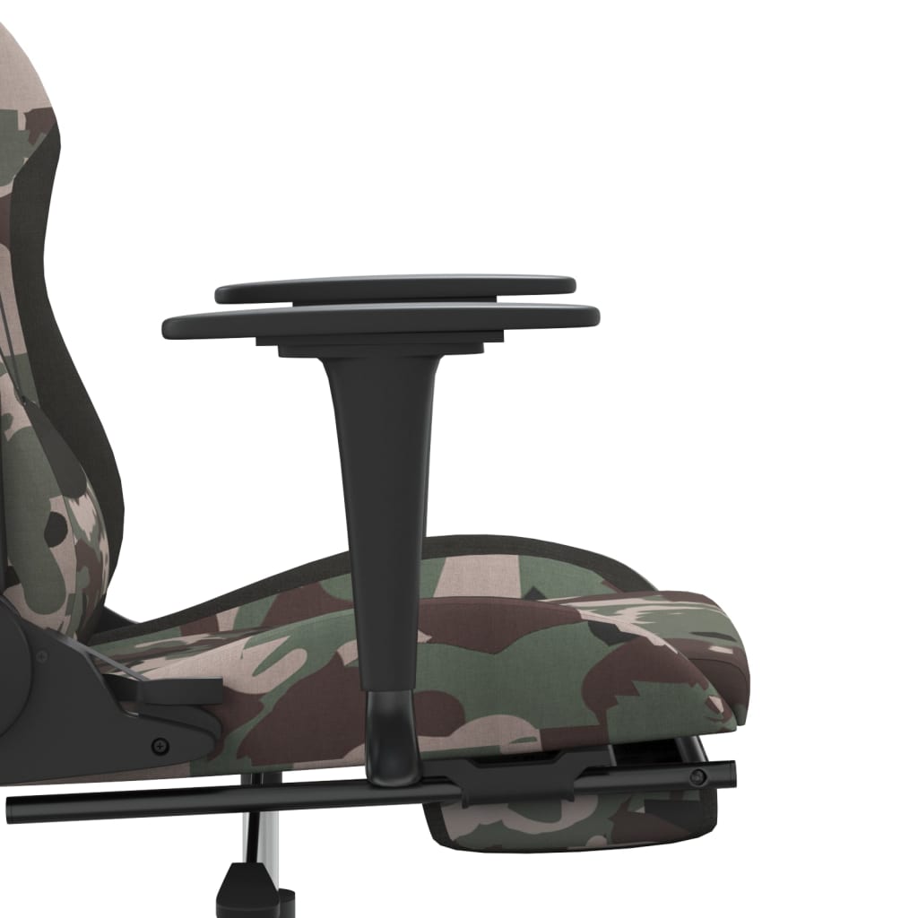 Gaming-Stuhl mit Fußstütze Tarnfarben und Schwarz Stoff