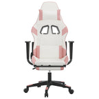 Gaming-Stuhl mit Fußstütze Weiß und Rosa Kunstleder