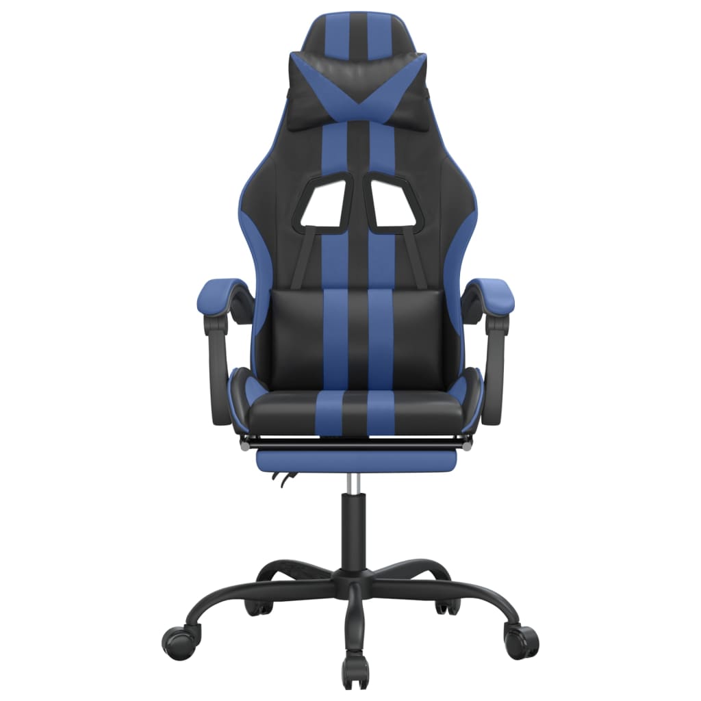 Gaming-Stuhl mit Fußstütze Schwarz und Blau Kunstleder