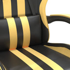 Gaming-Stuhl mit Fußstütze Schwarz und Golden Kunstleder