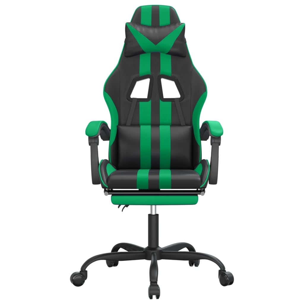Gaming-Stuhl mit Fußstütze Schwarz und Grün Kunstleder