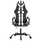 Gaming-Stuhl mit Fußstütze Schwarz und Weiß Kunstleder