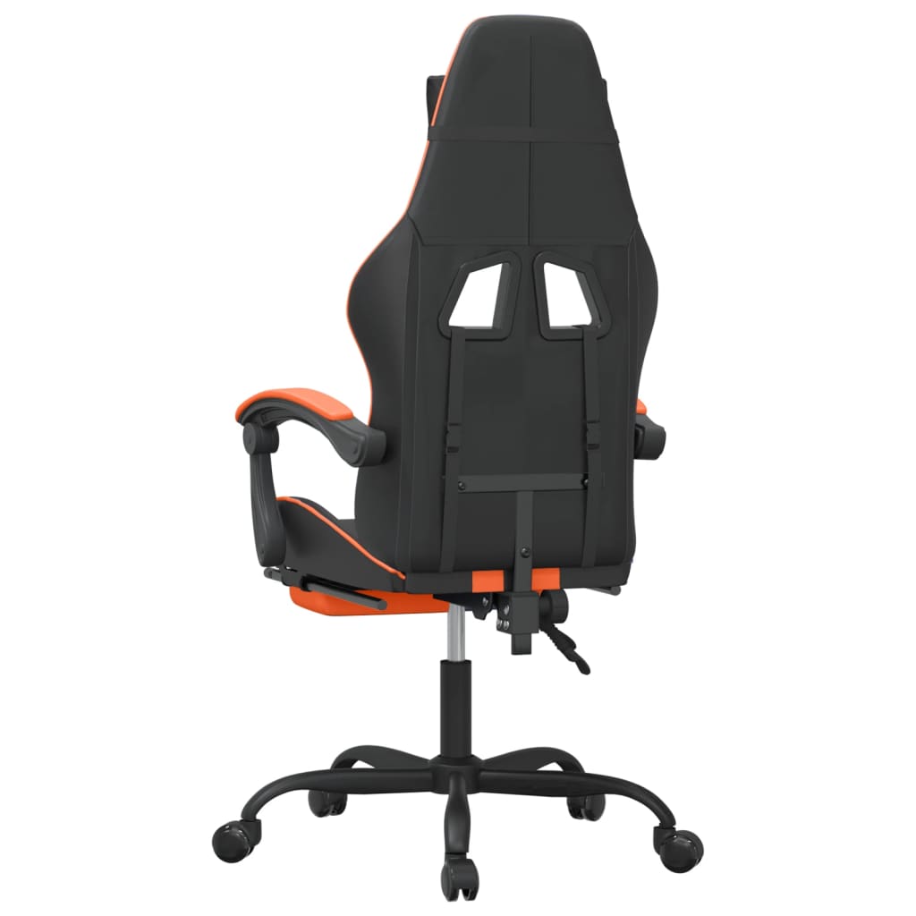 Gaming-Stuhl mit Fußstütze Schwarz und Orange Kunstleder