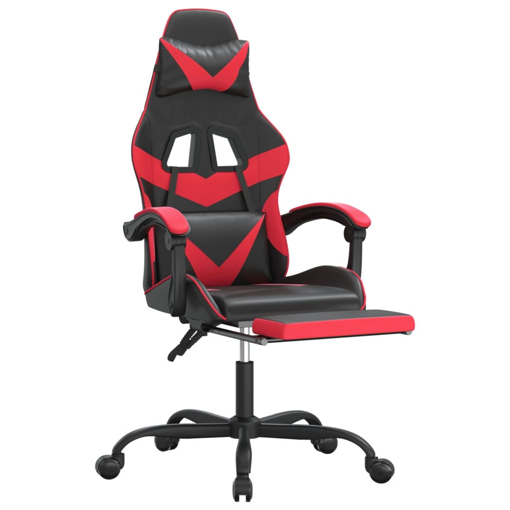 Gaming-Stuhl mit Fußstütze Schwarz und Rot Kunstleder