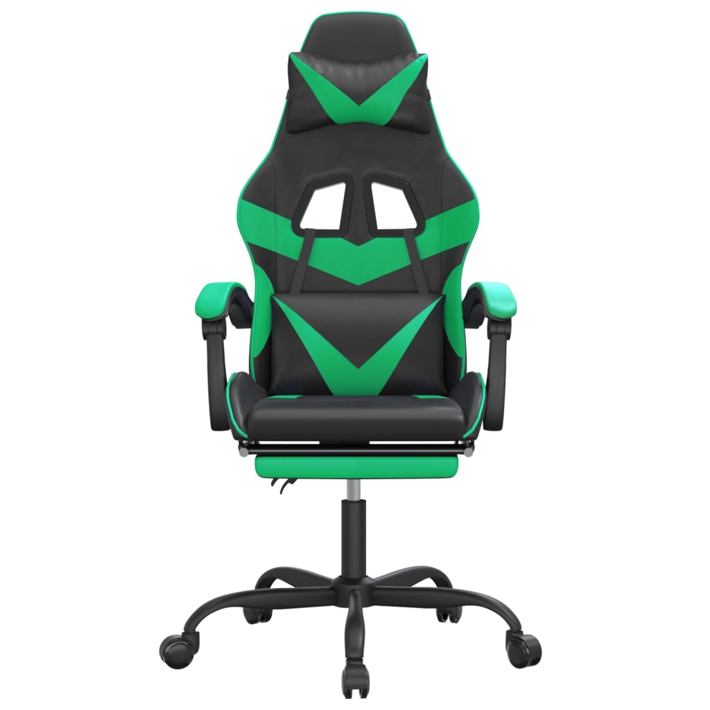 Gaming-Stuhl mit Fußstütze Schwarz und Grün Kunstleder