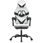 Gaming-Stuhl mit Fußstütze Weiß und Schwarz Kunstleder