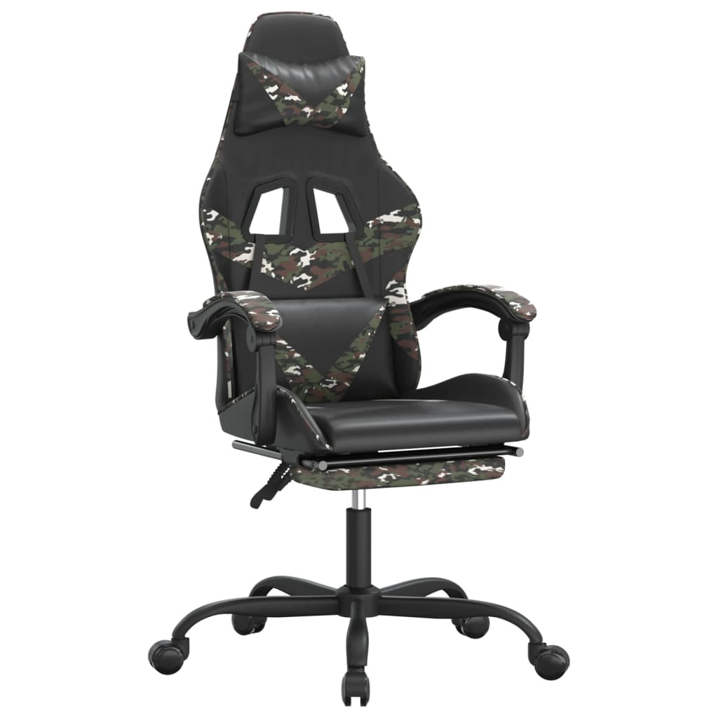 Gaming-Stuhl mit Fußstütze Schwarz und Tarnfarben Kunstleder