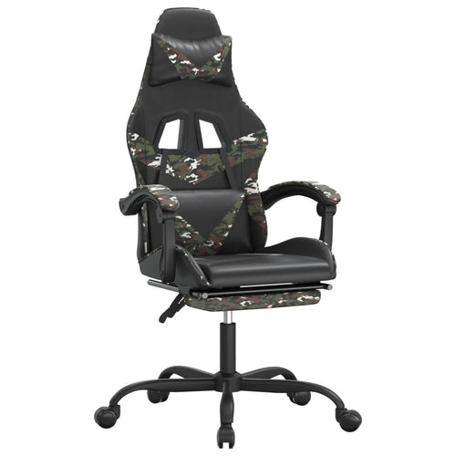 Gaming-Stuhl mit Fußstütze Schwarz und Tarnfarben Kunstleder