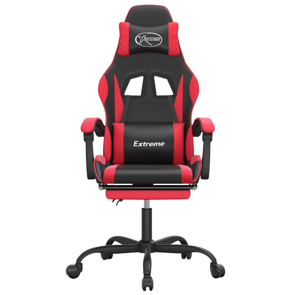 Gaming-Stuhl mit Fußstütze Schwarz und Rot Kunstleder