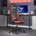 Gaming-Stuhl mit Fußstütze Schwarz und Rot Kunstleder