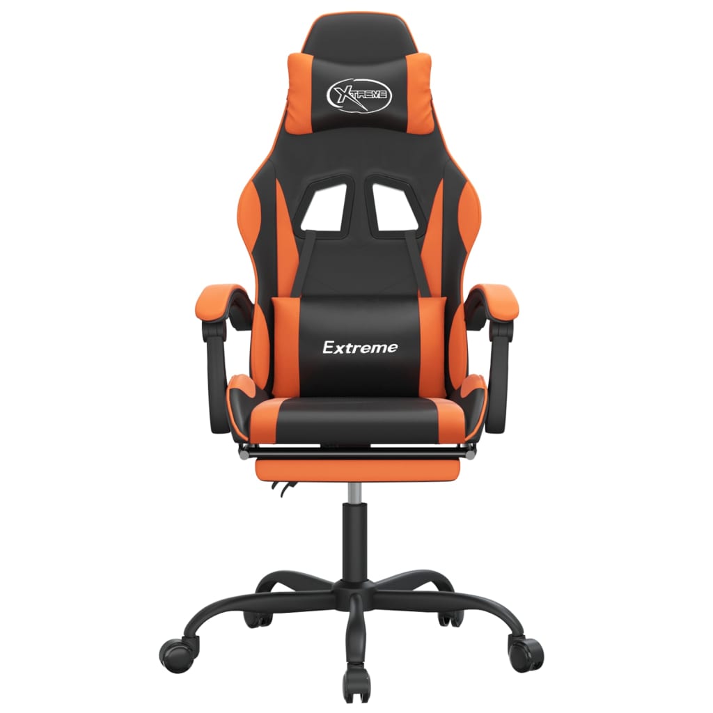 Gaming-Stuhl mit Fußstütze Schwarz und Orange Kunstleder