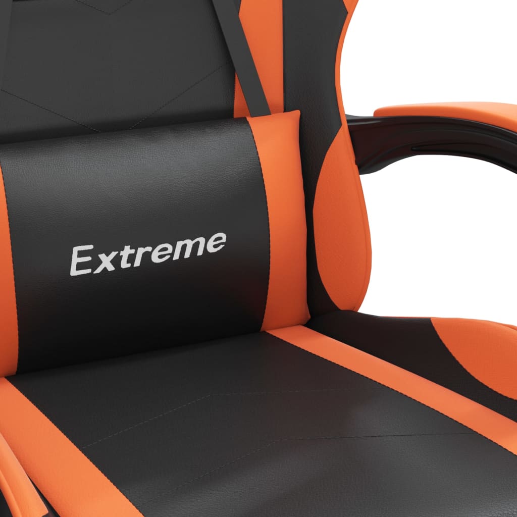 Gaming-Stuhl mit Fußstütze Schwarz und Orange Kunstleder
