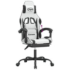 Gaming-Stuhl mit Fußstütze Weiß und Schwarz Kunstleder