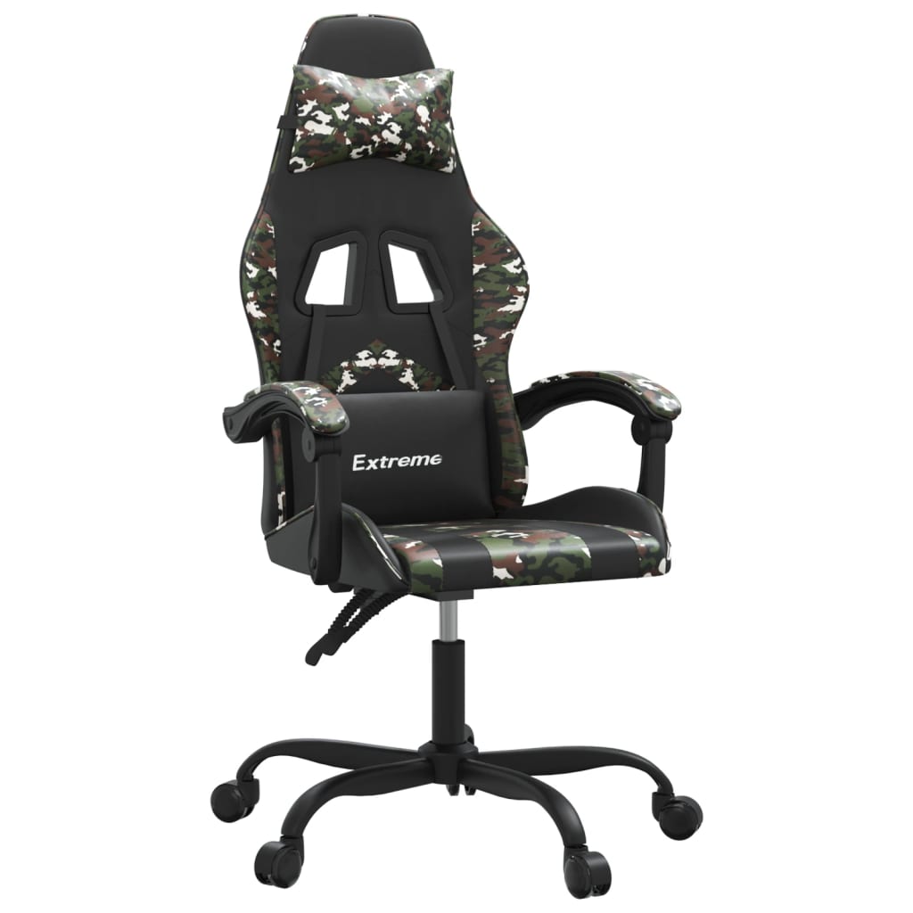 Gaming-Stuhl Schwarz und Tarnfarben Kunstleder