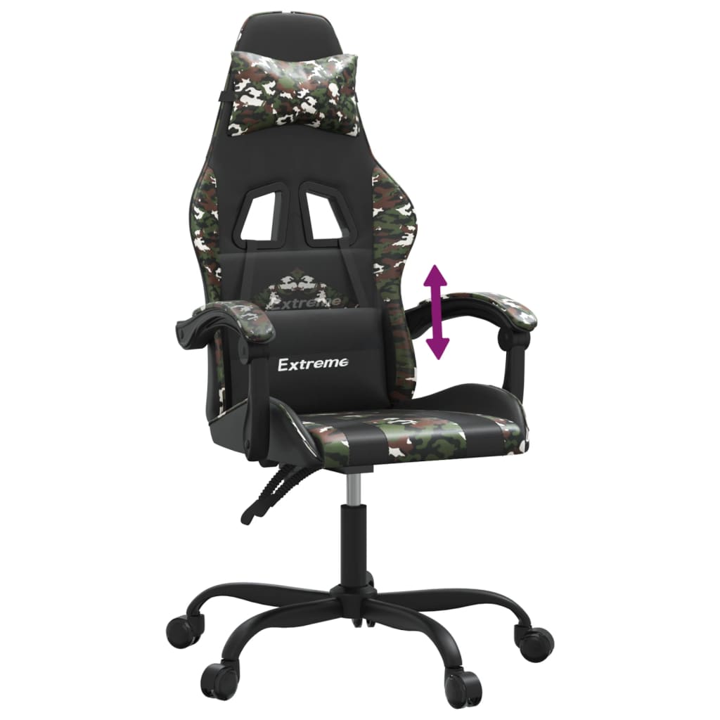 Gaming-Stuhl Schwarz und Tarnfarben Kunstleder